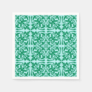 Serviettes Jetables Tuile marocaine - turquoise et aqua