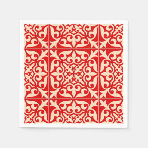 Serviettes Jetables Tuiles marocaines - corail orange et pêche