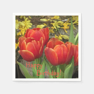 Serviettes Jetables Tulipe d'anniversaire