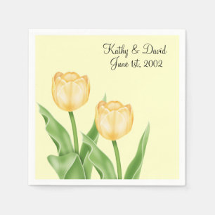Serviettes Jetables Tulipes jaunes (Mariage)