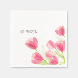 Serviettes Jetables Tulipes roses Mariage floral