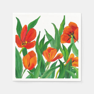Serviettes Jetables Tulipes rouges