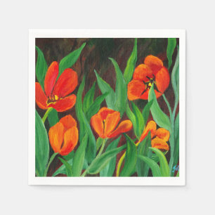 Serviettes Jetables Tulipes rouges