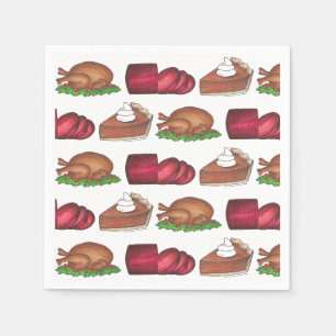 Serviettes Jetables Turquie Cranberry Citrouille Pie Thanksgiving Dîne