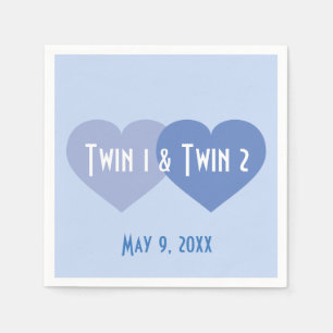 Serviettes Jetables Twin Boys Blue Hearts