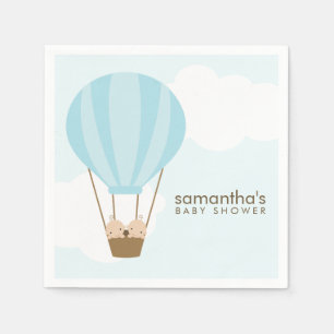 Serviettes Jetables Twin Boys en Blue Hot Air Balloon Baby shower