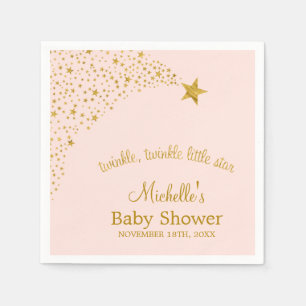 Serviettes Jetables Twinkle Little Shooting Star Pink Gold Baby shower