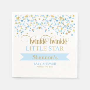 Serviettes Jetables Twinkle Little Star Baby shower Bleu & Or