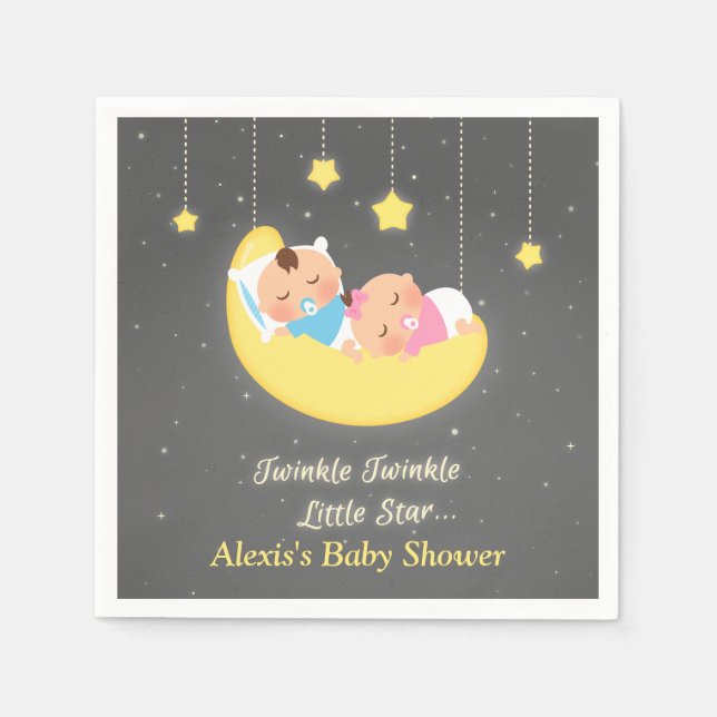 Serviettes Jetables Twinkle Twinkle Little Star Twins Douche Fournitur (Devant)