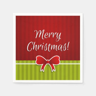 Serviettes Jetables Typographie de Noël moderne Red Green Joyeux