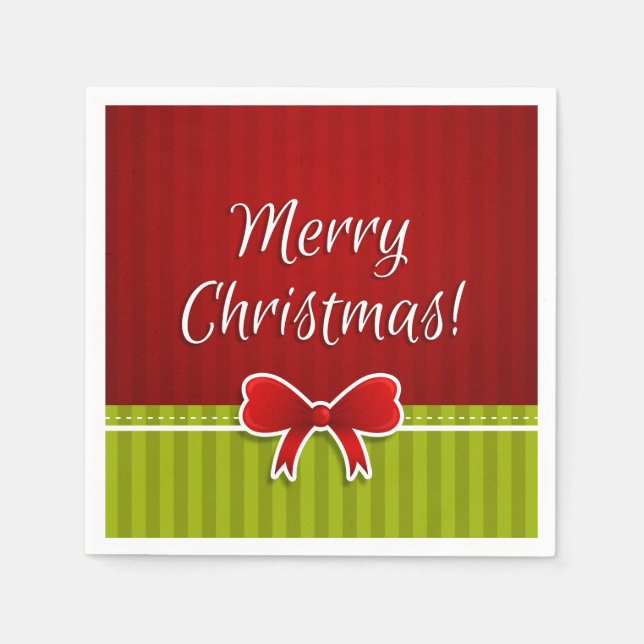 Serviettes Jetables Typographie de Noël moderne Red Green Joyeux (Devant)