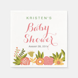 Serviettes Jetables Typographie du baby shower Nature Chic Floral