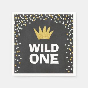 Serviettes Jetables Un anniversaire sauvage de couronne d'or de
