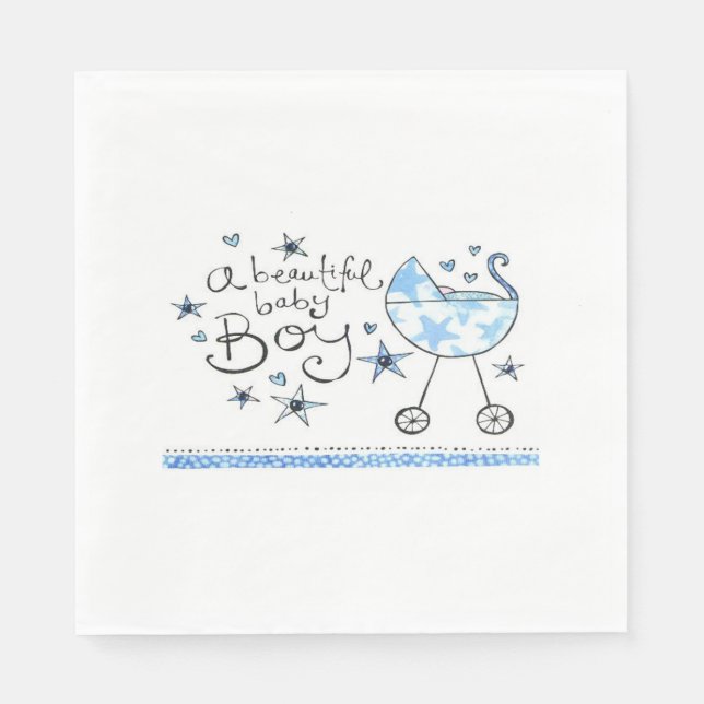 Serviettes Jetables Un Baby Boy / Blanc Standard Luncheon Napkin (Devant)