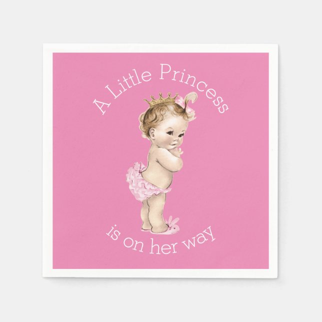 Serviettes Jetables Un Baby shower Princesse Rose (Devant)