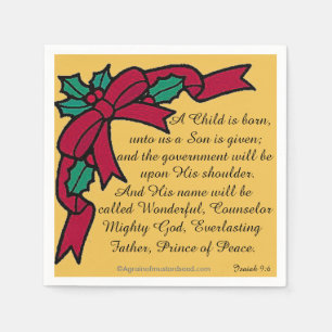 Serviettes Jetables Un enfant naît Écriture Noël