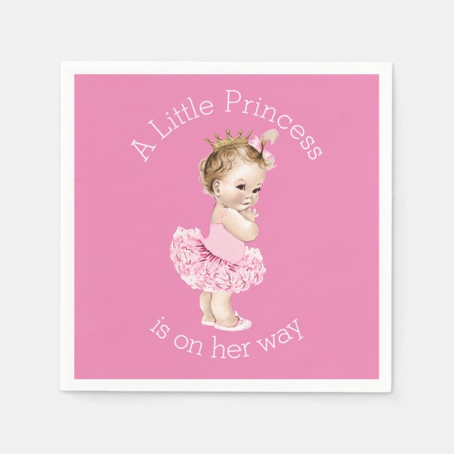 Serviettes Jetables Une petite princesse Ballerina Baby shower rose (Devant)