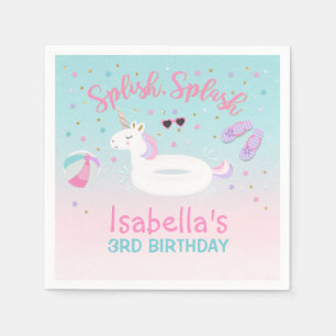 Serviettes Jetables Unicorne Pool Party Napkin Anniversaire Invitation