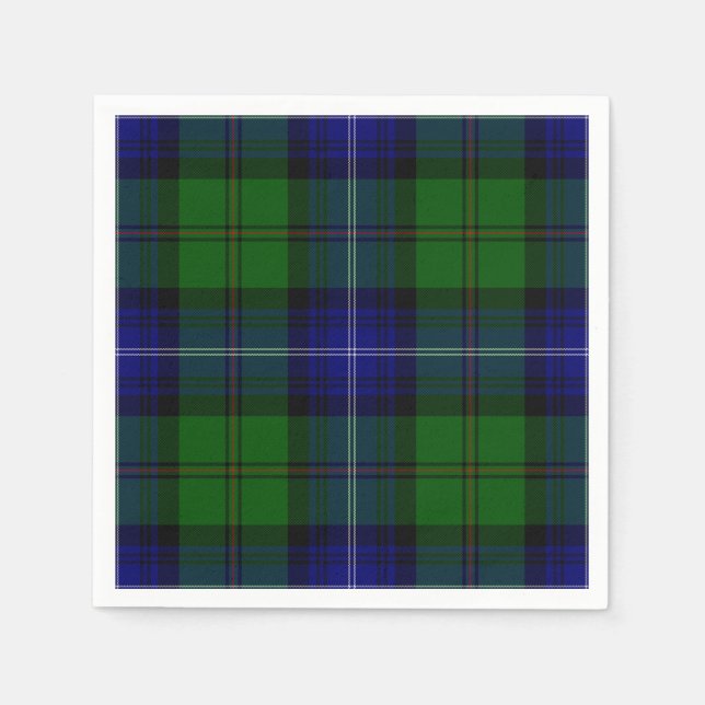 Serviettes Jetables Urquhart tartan bleu vert plaid (Devant)