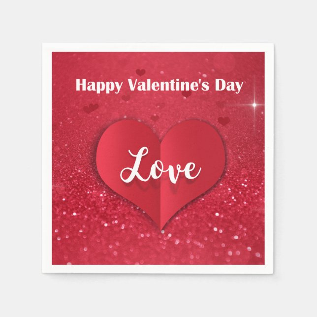Serviettes Jetables Valentine's Day Papier de Parties scintillant de c (Devant)