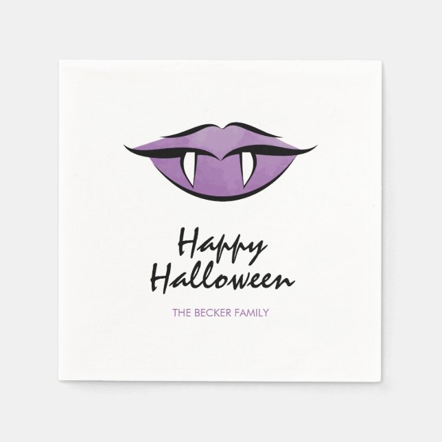 Serviettes Jetables Vampire Lèvres Goth Happy Halloween Papier Napkins (Devant)