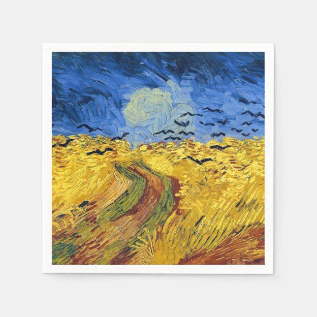 Serviettes Jetables Van Gogh Champs de blé Impressionniste Peinture (Devant)