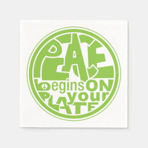 Serviettes Jetables Vegan Peace Commence Sur Votre Plaque Papier Napki