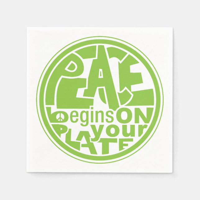 Serviettes Jetables Vegan Peace Commence Sur Votre Plaque Papier Napki (Devant)