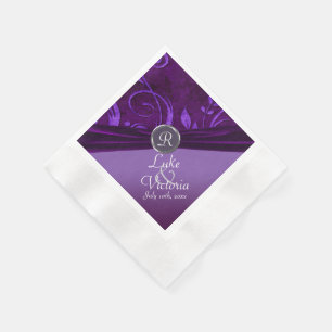 Serviettes Jetables Velours Plum Violet Comme Vine Monogram Mariage