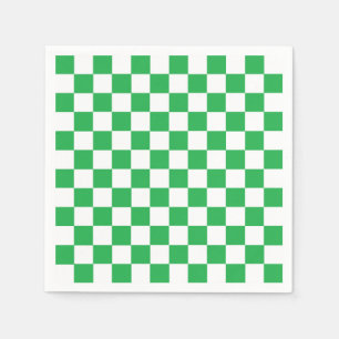 Serviettes Jetables Vert Checkered et blanc