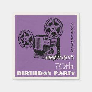 Serviettes Jetables Vieux projecteur 70e anniversaire Papier de fête N