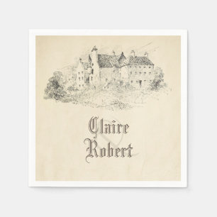 Serviettes Jetables Vieux Vintage Fairy Tale Castle Mariage
