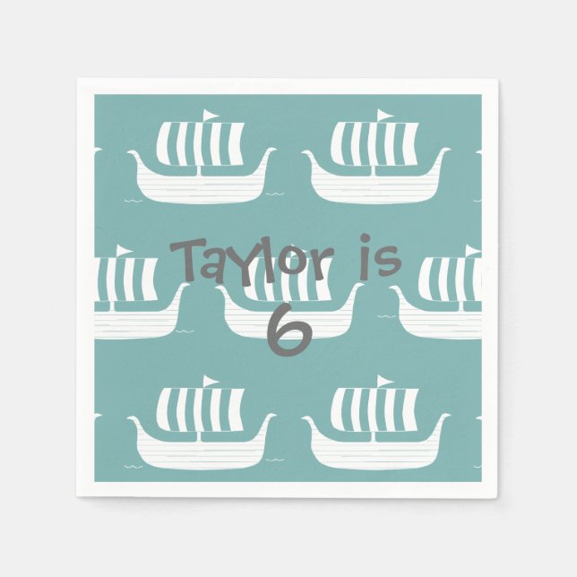 Serviettes Jetables Viking ships cocktail napkin (Devant)