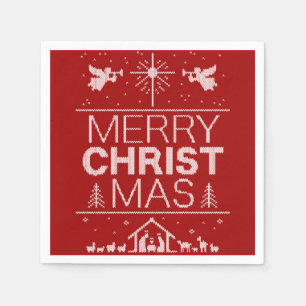 Serviettes Jetables Vilain Joyeux Chandail de Noël Religieux Christ R