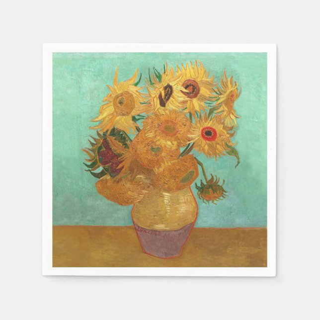 Serviettes Jetables Vincent Van Gogh Douze Tournesols Dans Un Vase (Devant)