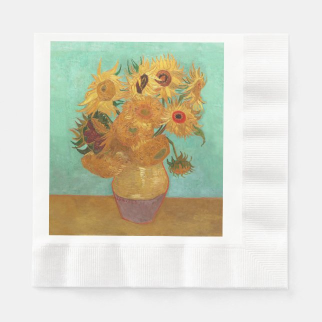 Serviettes Jetables Vincent Van Gogh Douze Tournesols Dans Un Vase (Devant)