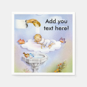 Serviettes Jetables Vintage bébé fille Baptême Christening napkin