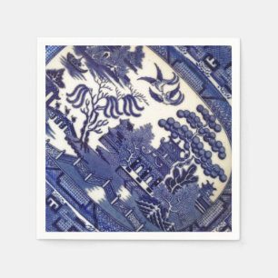 Serviettes Jetables Vintage Blue Willow China Plate Motif Carreaux