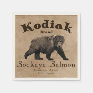 Serviettes Jetables Vintage Étiquette Saumon Kodiak