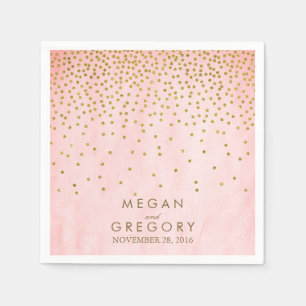 Serviettes Jetables Vintage Gold Confetti rose