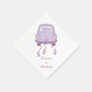 Serviettes Jetables Violet Lune de Miel Mariage