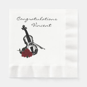 Serviettes Jetables Violon et Rose Félicitations