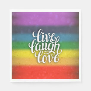 Serviettes Jetables Vivre Rire Amour Rainbow Napkins