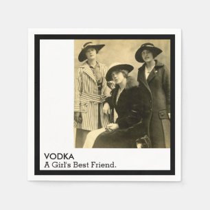 Serviettes Jetables Vodka Girls Best Friend Vintage Women Drôle Citati