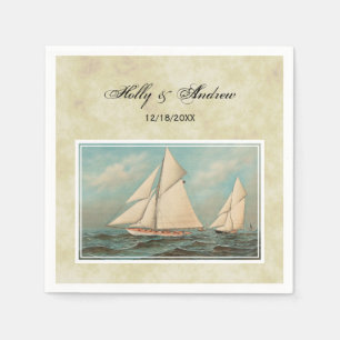 Serviettes Jetables Voiliers de Vintage nautiques Racing #1 Fond TS