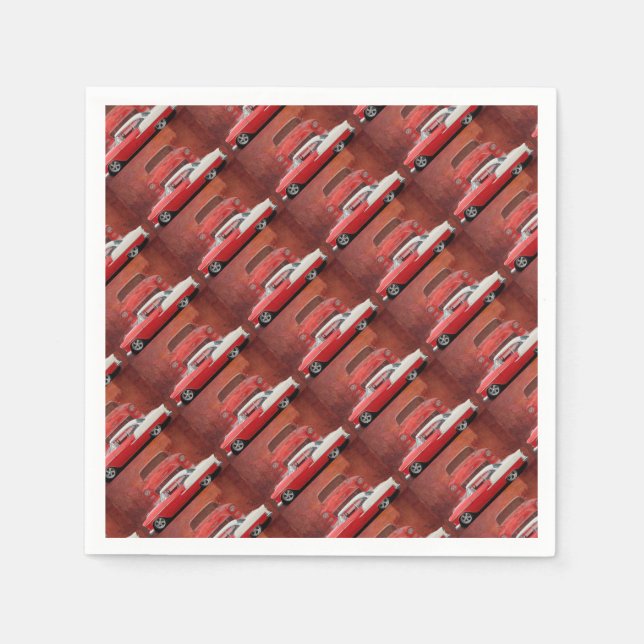 Serviettes Jetables Voiture classique Chevy Bel Air Dodge Rouge Blanc  (Devant)