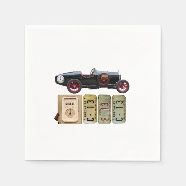 Serviettes Jetables Voiture Vintage Noire (Devant)