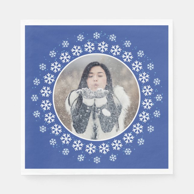 Serviettes Jetables VOTRE PHOTO dans un Snowflake Frame serviettes en  (Devant)