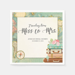 Serviettes Jetables Voyage Bridal Douche Papier Napkin Mlle à Mme.
