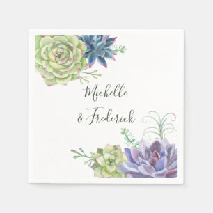 Serviettes Jetables Watercolor Desert Cactus Succulents Mariage